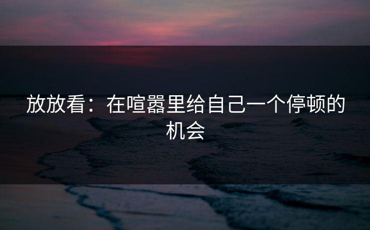 放放看：在喧嚣里给自己一个停顿的机会