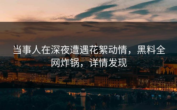 当事人在深夜遭遇花絮动情，黑料全网炸锅，详情发现