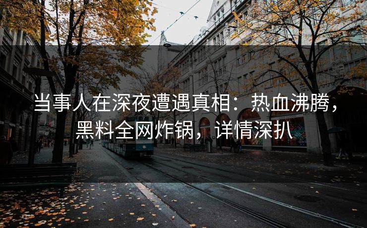 当事人在深夜遭遇真相：热血沸腾，黑料全网炸锅，详情深扒