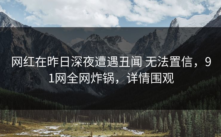 网红在昨日深夜遭遇丑闻 无法置信，91网全网炸锅，详情围观